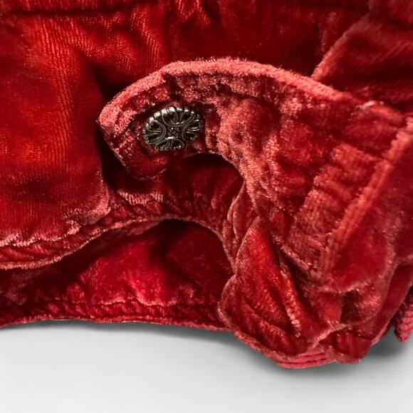 J.Jill Red Courderoy Trucker Coat With Velvet Trim Boho Chic Effortless Classic - Picture 6 of 10